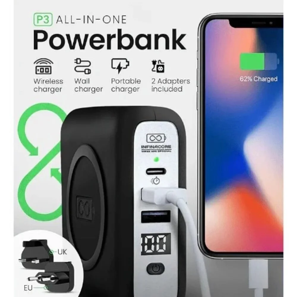 InfinaCore P3 Wireless Travel Portable Charger Bank